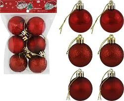 Шар елочный ТАМ-ТАМ красный Д4см 6шт арт.4CM-6PCS OPP