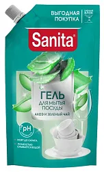 Средство для мытья посуды САНИТА Алоэ и зеленый чай д/пак гель 900г