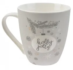 Кружка НАТАМ Новогоднее пожелание серая фарфор 540мл арт.KRJYD600-1