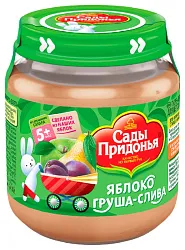 Пюре САДЫ ПРИДОНЬЯ яблоко груша слива ст/б 120г