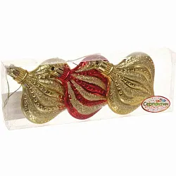 Набор елочных украшений СЕРПАНТИН Капельки 8.5см красно-золотой