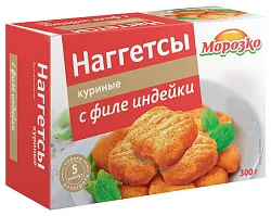 Наггетсы МОРОЗКО куриные с филе индейки 300г