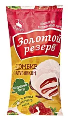 Мороженое ЗОЛОТОЙ РЕЗЕРВ Золотая серия пломбир с клубничным джемом бзмж 80г