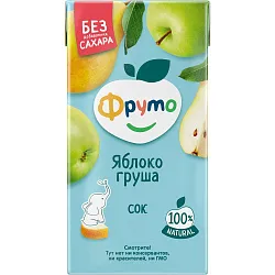 Сок ФРУТОНЯНЯ яблоко груша без сахара 0.5л