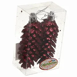 Елочная игрушка СЕРПАНТИН Таинственное очарование Шишки темный рубин 2шт