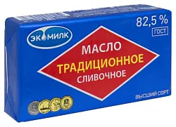 Масло сладко-сливочное ЭКОМИЛК Традиционное несоленое бзмж 82.5% 180г