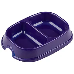 Миска РЫЖИЙ КОТ двойная синяя пластик арт.106084