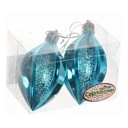 Елочная игрушка СЕРПАНТИН Таинственное очарование Капля голубая 2шт арт.916-0338