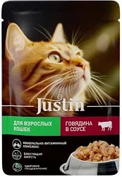 Корм для кошек ДЖАСТИН Говядина в соусе 75г