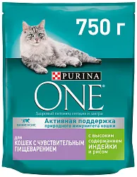 Корм для кошек ПУРИНА ВАН с чувствительным пищеварением с индейкой и рисом 750г
