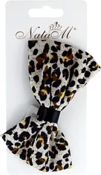 Заколка для волос НАТАМ Леопард с бантом кремовый арт.HYM051