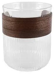 Стакан для напитков АТМИКС ребристый с бамбуковой вставкой 350мл арт.6459-12