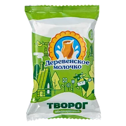Творог ДЕРЕВЕНСКОЕ МОЛОЧКО обезжиренный бзмж 0% флоупак 200г