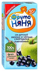 Сок ФРУТОНЯНЯ яблоко черная смородина осветленный 0.2л