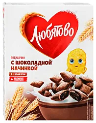 Завтрак ЛЮБЯТОВО Подушечки с шоколадной начинкой карт/уп 250г