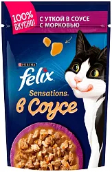 Корм для кошек ФЕЛИКС Сенсейшен с уткой и морковью в соусе 85г