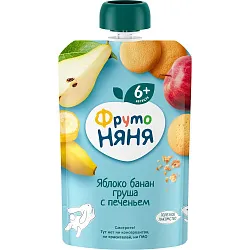 Пюре ФРУТОНЯНЯ яблоко банан груша печенье п/пак 90г