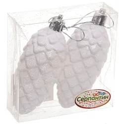 Елочная игрушка СЕРПАНТИН Таинственное очарование Шишки белая 2шт арт.916-0419