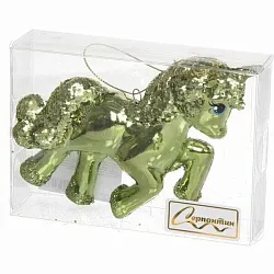 Елочная игрушка СЕРПАНТИН Сказочный единорог зеленый