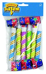 Язычок ВЕСЕЛАЯ ЗАТЕЯ гудок с мундштуком 6шт