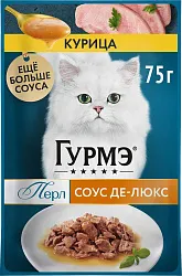 Корм для кошек ГУРМЭ Перл Желе де-люкс с курицей в роскошном желе для взрослых кошек 75г