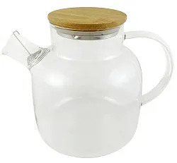 Чайник заварочный АТМИКС стеклянный с бамбуковой крышкой 1500мл арт.6459-1
