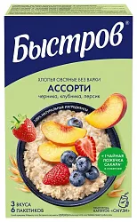 Каша овсяная БЫСТРОВ клубника персик черника карт/уп 240г