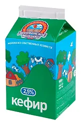 Кефир ДЕРЕВЕНСКОЕ МОЛОЧКО бзмж 2.5% пюр/пак 500г