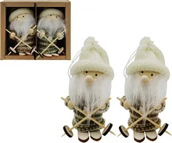 Новогодний сувенир Дед Мороз на лыжах 2шт арт.6046-7