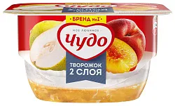 Десерт творожный ЧУДО персик груша бзмж 4.2% 100г