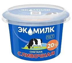 Сметана ЭКОМИЛК Сливочная бзмж 20% 180г