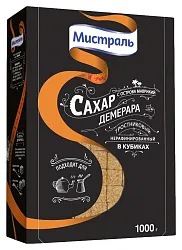 Сахар МИСТРАЛЬ Демерара рафинад карт/уп 1кг