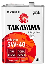 Масло ТАКАЙАМА Адаптек SAE 5W-40 API A3/B4 SN/CF синтетика ж/б 4л