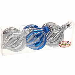 Набор елочных украшений СЕРПАНТИН Капельки 8.5см серебряно-синий