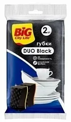 Губка кухонная БИГ СИТИ Блэк Дуо с волнистой поверхностью 2шт