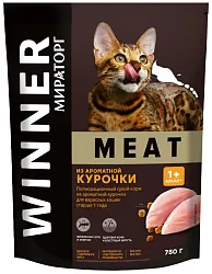 Корм для кошек МИРАТОРГ Виннер сухой из ароматной курочки 750г