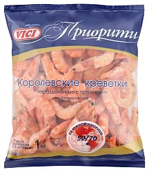 Креветки ВИЧИ Королевские неочищенные глазурь не более 14% в/м 1кг