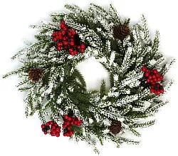 Венок хвойный декоративный ТАМ ТАМ Шик заснеженный с ягодами и шишками арт.44HH14