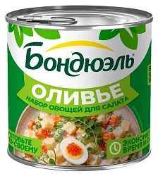 Набор овощей БОНДЮЭЛЬ для салата Оливье ж/б 340г