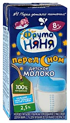 Молоко ФРУТОНЯНЯ питьевое перед сном ультрапастеризованное бзмж 2.5% т/пак 200мл