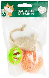 Игрушка для кошек ФОКСИКЕТ Набор №5 мышка+2 мяча