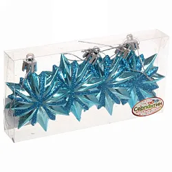Набор елочных украшений СЕРПАНТИН Звезда остроконечная 6см голубой 4шт