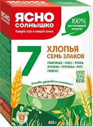 Хлопья ЯСНО СОЛНЫШКО 7 злаков карт/уп 400г