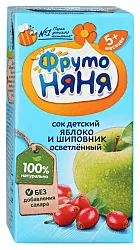 Сок ФРУТОНЯНЯ яблоко шиповник осветленный 0.2л