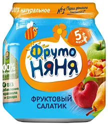 Пюре ФРУТОНЯНЯ натуральное из яблок груш и персиков ст/б 100г