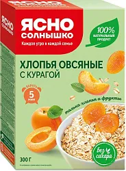Хлопья ЯСНО СОЛНЫШКО овсяные с курагой карт/уп 300г