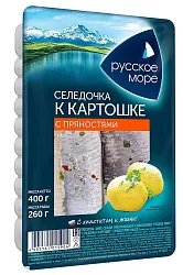 Сельдь РУССКОЕ МОРЕ К картошечке филе с пряностями в масле 400г