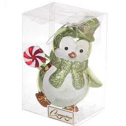 Елочная игрушка СЕРПАНТИН Пингвин с леденцом зеленая