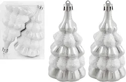 Набор елочных украшений ТАМ-ТАМ Елочки с декором серебро 2шт арт.SYQC-0123233-2