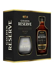 Коньяк ЗОЛОТОЙ РЕЗЕРВ Блэк Каск 5 лет 40% 0.5л ПК+стакан